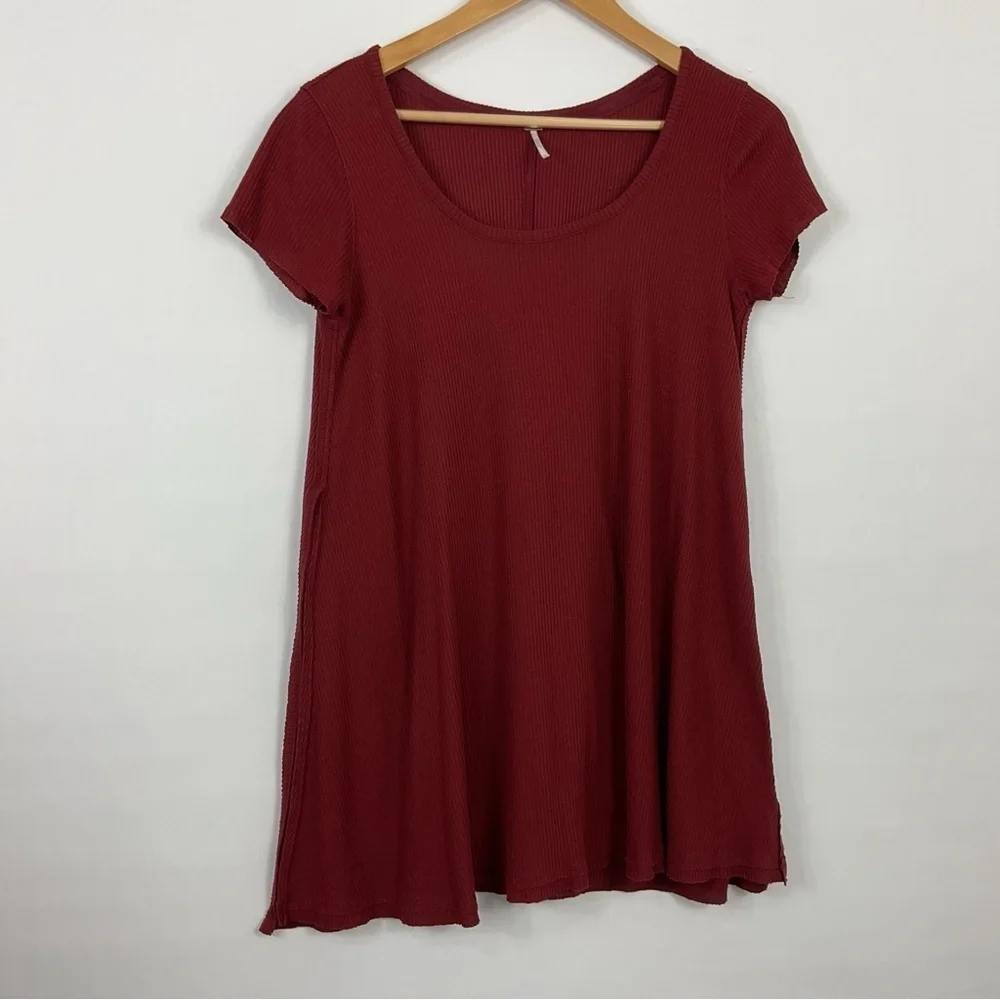 Free People Ribbed Short Sleeve Flowy‎ Tunic Top Size XS